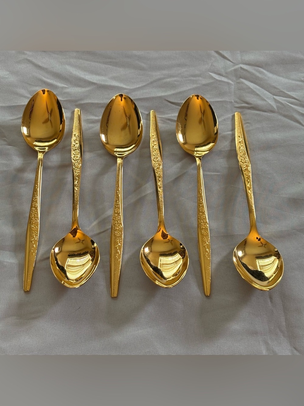 Golden Bouquet Flatware 6 Teaspoons Gold Electroplate JH Carlyle